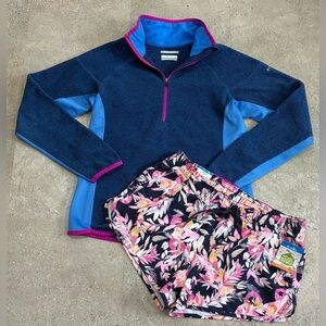 Womens COLUMBIA Shorts & Fleece Pullover, sz Medium….1 NWT